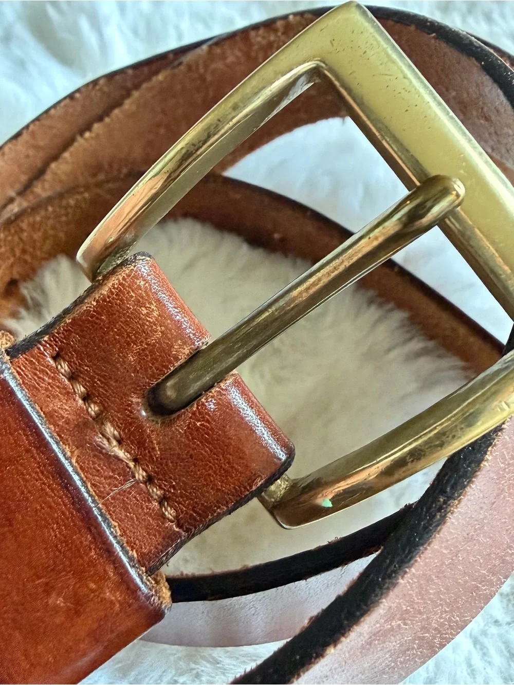 Vintage 1980’s Dockers Women’s Brown Leather Belt Solid Brass Buckle 1”